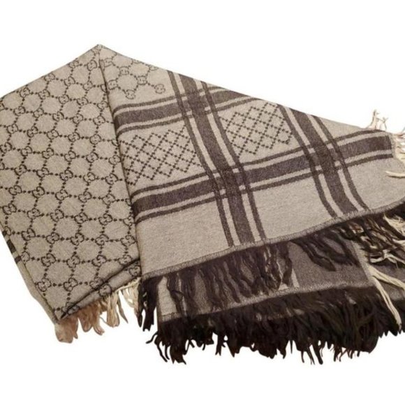 Gucci GG Guccissima Monogram Surviee Scarf Brown NEW - Picture 6 of 10